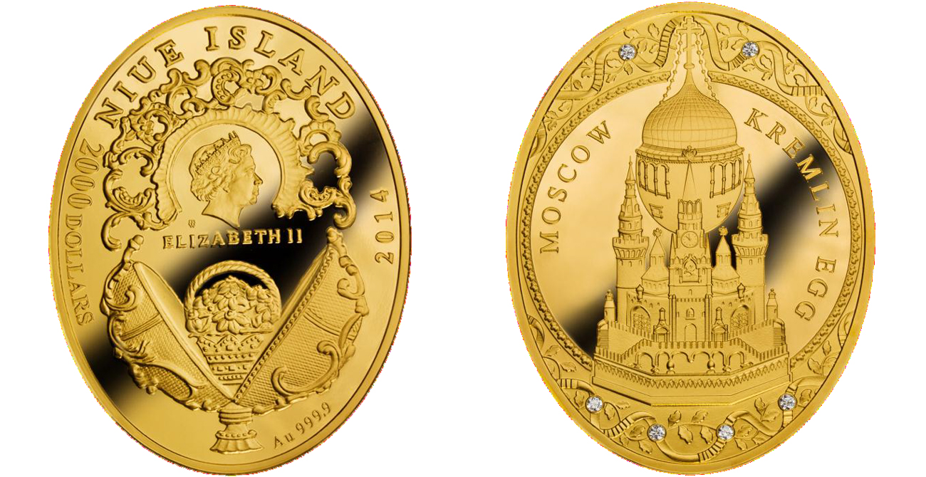 Золотая монета государства Ниуэ «Московский Кремль»